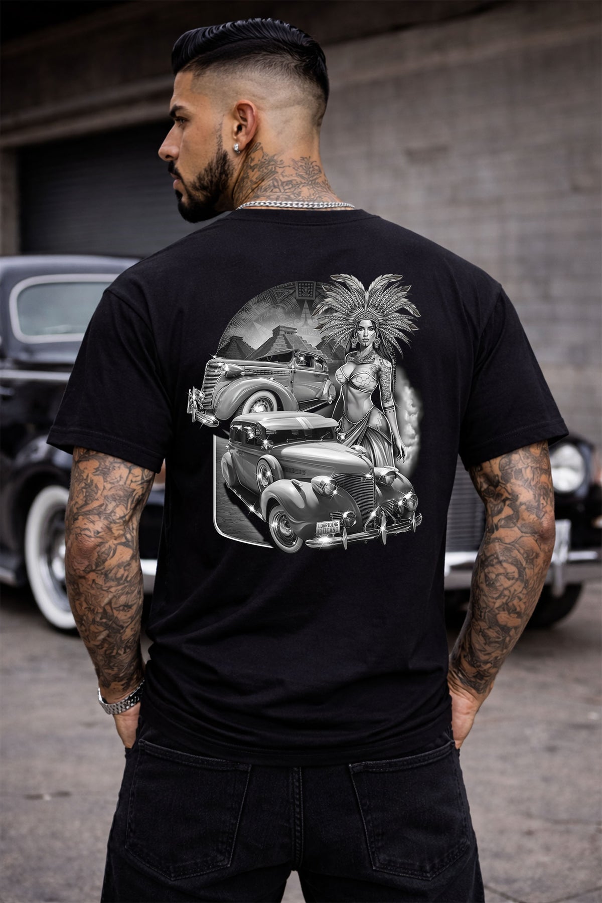Lowriding Chicano 38-39 Fleetline Aztec Princess Lowrider Tee