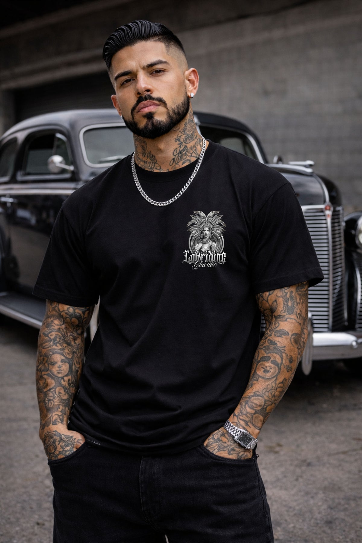 Lowriding Chicano 38-39 Fleetline Aztec Princess Lowrider Tee